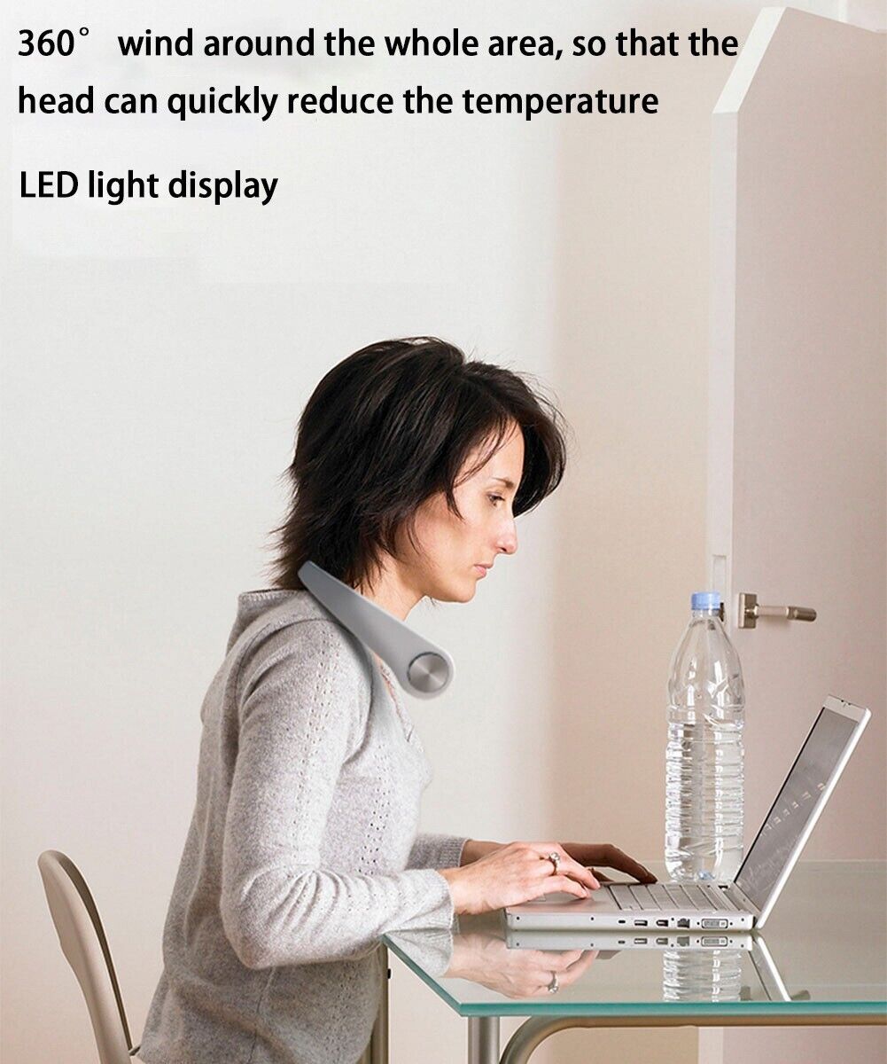 Wearable neck fan 4 speed modes whisper quiet operation